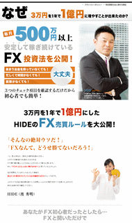 渡秀明の3万円を1年で1億円に増やしたHIDEが教えるFX錬金術・豪華特典付き